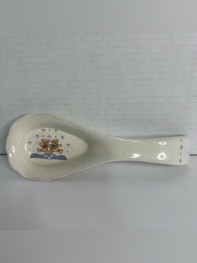 Vintage Ceramic Teddy Bear Resting Spoon Grandmacore Farmhouse Cottagecore